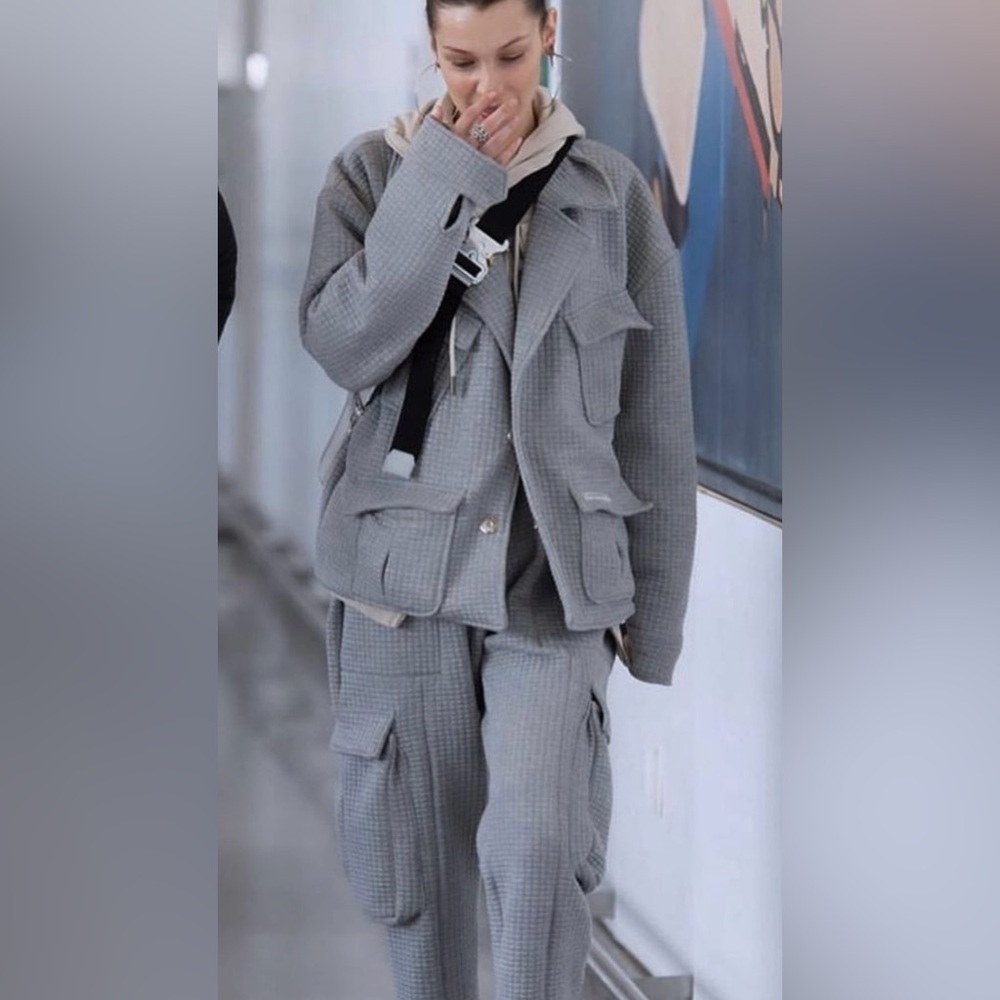 My mum made it sweat set/jacket set grey quilted